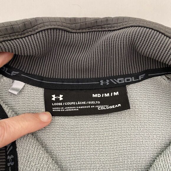 Under Armour Sweatshirt Mens Medium Gray Pullover Storm ColdGear Loose Golf - Picture 5 of 9